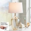 Possini Euro Design Modern Table Lamp with USB Charging Port 31" Tall Champagne Glass Off-White Drum Shade for Living Room Bedroom - 2 of 4