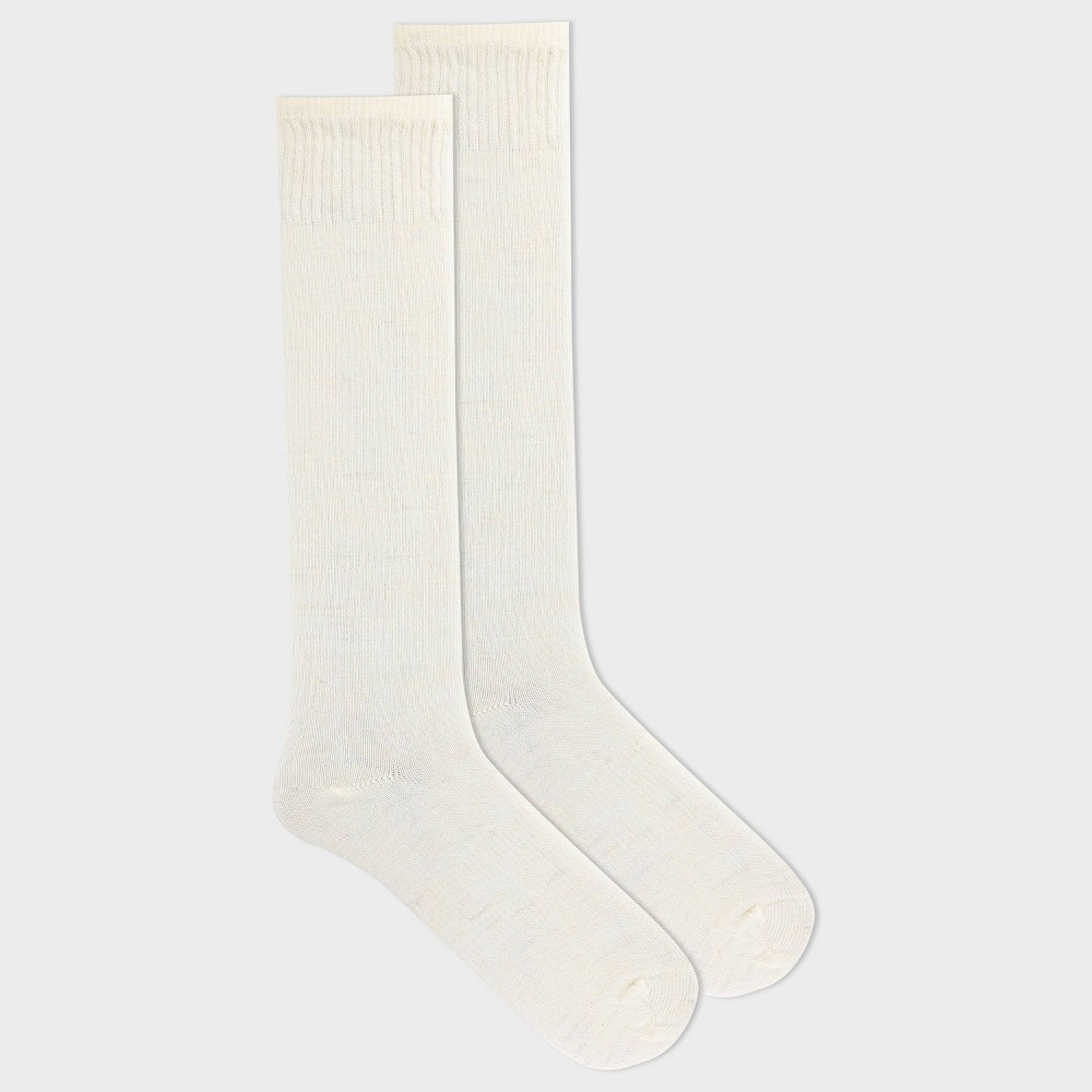 Alaska Knits Women's Wool Blend Knee High Boot Socks - Ivory 4-10