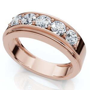 Pompeii3 Men's 1Ct TW Five Stone Diamond Wedding Ring 14k Gold or Platinum Lab Created - 1 of 3
