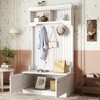 Angel Sar Hall Tree with Storage Bench, 4-in-1 Entryway Organizer with Coat Rack & Shoe Cabinet, White Modern Design for Living Room, Hallway - 2 of 4
