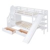 TiramisuBest Twin-Over-Twin Castle Style Bunk Bed with Slide, 2 Drawers & 3 Shelves,Gray, Kids Playhouse Bed - 4 of 4