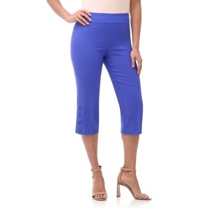 Rekucci Women's Pull-On Mid-Rise Straight-Leg Capri Pants with Button Hem Detail - 1 of 4