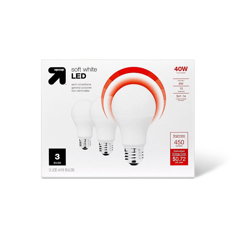LED 40W 3pk Light Bulbs Soft White - up &#38; up&#8482;, 1 of 4