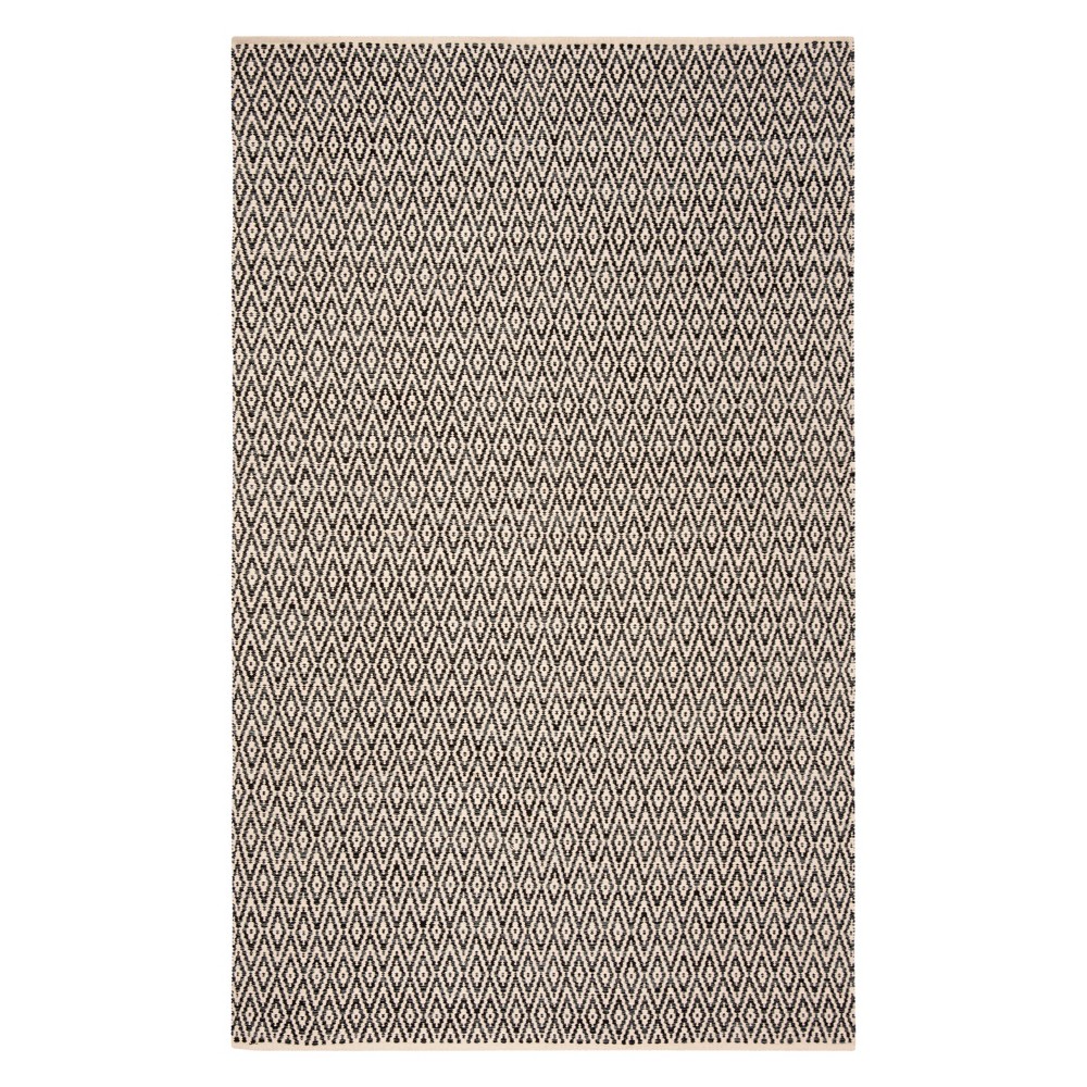 5'x8' Geometric Woven Area Rug Ivory/Dark Gray - Safavieh