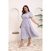 Women's Plus Size Midi Casual Dress with Pockets 1X-4X Tiered Short Sleeve Relax Fit Crewneck Summer Dresses - 2 of 4