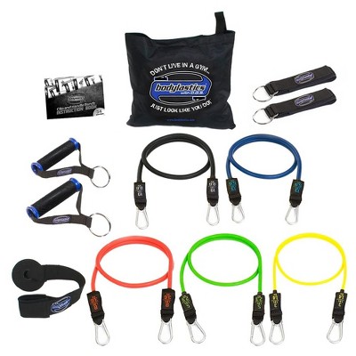 Bodylastics BLSET05 Max Tension High Quality 12 Piece Full Body Exercise Equipment Set with Anti Snap Weight Resistance Bands, Handles, and Anchors