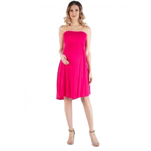 Maternity Knee Length Strapless Mini Dress - 24seven Comfort Apparel™ - 1 of 4