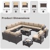ALAULM 15 Pieces Patio Furniture Set, Rattan Wicker Outdoor Conversation Sets, Furniture Sofa Set w/43in Propane Fire Pit Table - 4 of 4