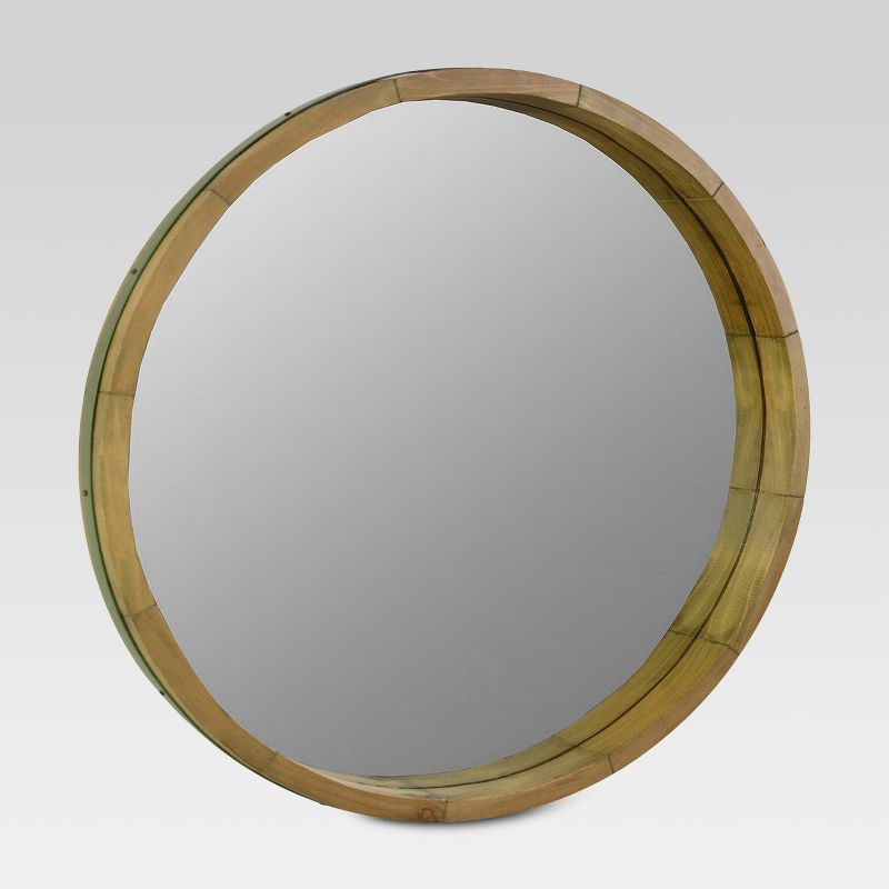 Round Decorative Wall Mirror Wood Barrel Frame - Threshold&#8482;, 3 of 10