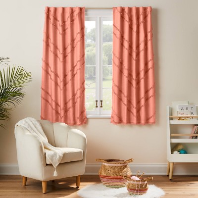 Chevron Clip Dotted Sheer Overlay Kids' Blackout Window Curtain Panel - Pillowfort™