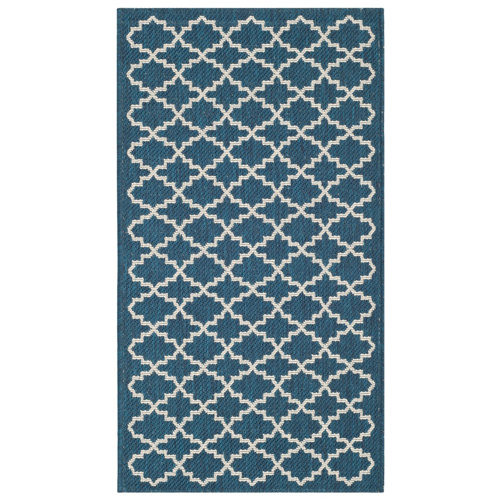 2'7in x 5' Durres Outdoor Rug Navy/Beige - Safavieh