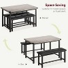 Dining Room Table Set with 2 Benches,Dining Table Set for 4 Kitchen Table with 2 PU Upholstered Benches - 4 of 4