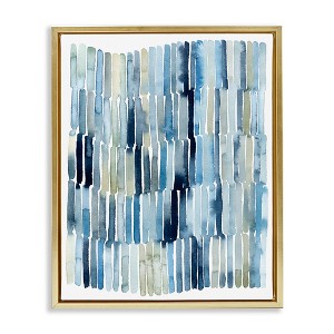 Stupell Industries Nautical Inspired Abstraction Blue Beige Blocked Lines Floating Frame Canvas Art - 1 of 4