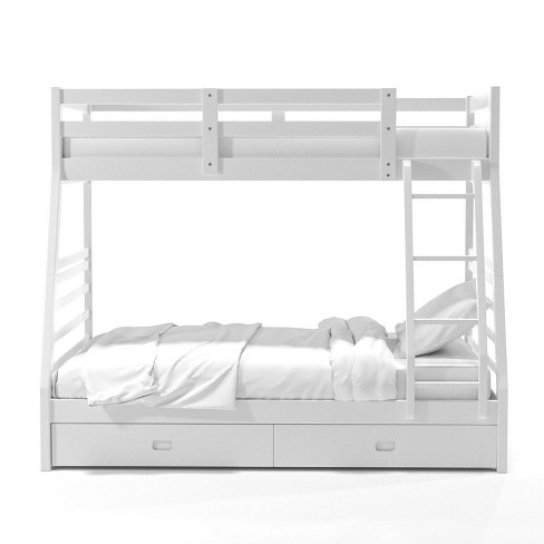 Twin Over Full Kids Emma Bunk Bed Wire Brushed White Iohomes