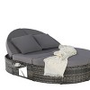 Outdoor Patio Round Daybed, Wicker Chaise with Cushions and Pillows,Sun Bed with Adjustable Backrests and Foldable Cup Trays-Coolbibila - 3 of 4