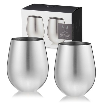 Cambridge Set of 4 18-oz Stainless Steel Wine Glasses