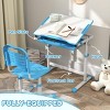 INFURNIC Kids Table Sets Height Adjustable Desk and Chair Set with Tilt Top and Storage for Students, Blue, 26"*18.5"*30.3" - 4 of 4