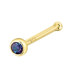 Jewelry Avalanche 22G 14K Gold Bezel-set Alexandrite Ball-end Nose Stud - 1 of 3