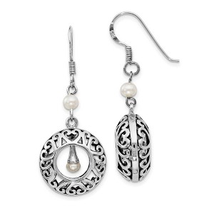 Black Bow Jewelry Sterling Silver & FW Cultured Pearls of Wisdom Dangle Earrings, 40mm - 1 of 4