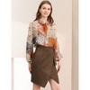 Allegra K Women's A-Line Knee Length Front Slit Wrap Faux Suede Skirt - 4 of 4