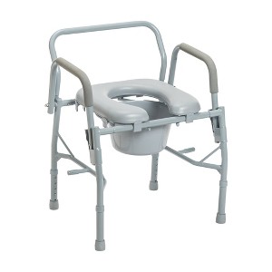 Drive Medical Steel Drop Arm Bedside Commode with Padded Seat and Arms - 1 of 4