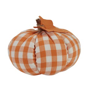 Park Designs Short Orange And Cream Check Pumpkin - Set of 2 - 1 of 4