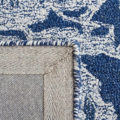 Ikat Blue and Ivory Hand-Tufted Wool Area Rug