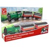 Hape: Steam-Era Passenger Train - Green & Red - 3pc Wooden Locomotive Toy,Age 3+ - 2 of 4