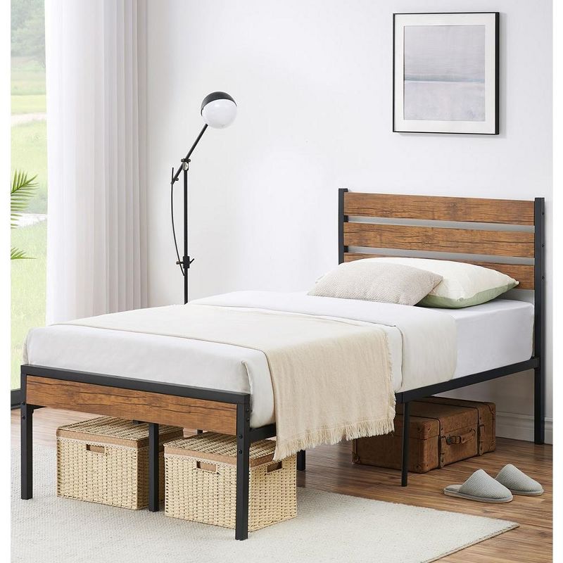 Whizmax Bed Frame with Wood Headboard and Metal Slats Support, No Box Spring Needed, 1 of 8