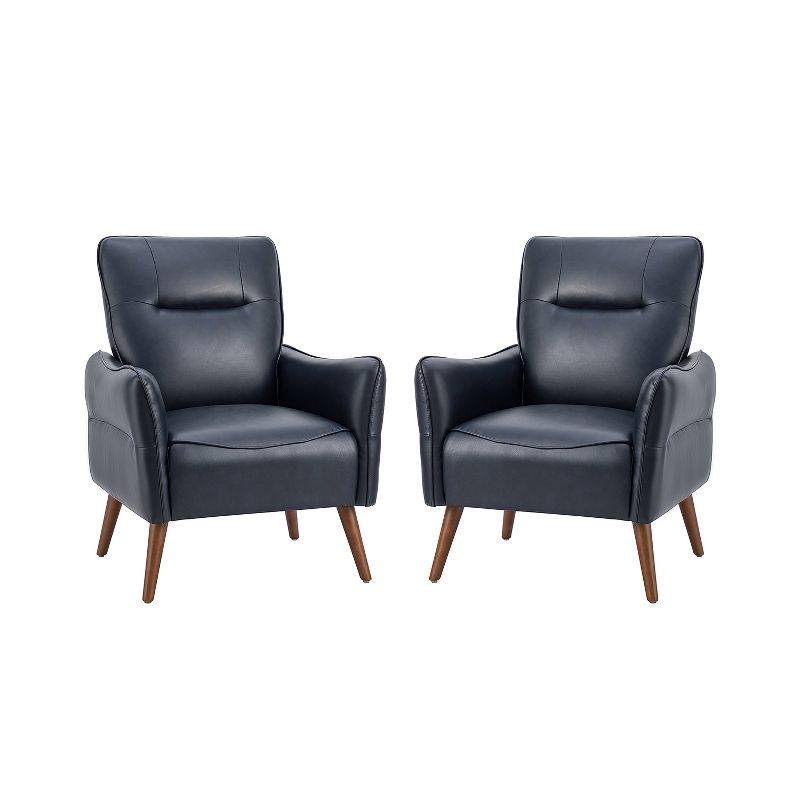Set of 2 Alzira Vegan Leather Armchair with Tufted Back | KARAT HOME, 2 of 12