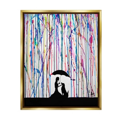 Stupell Industries Modern Vivid Drip Silhouette Couple Framed Floater Canvas Wall Art
