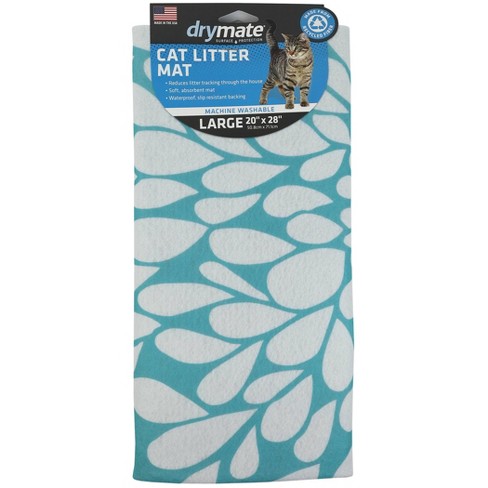 Drymate Cat Litter Trapping Mat - Floral Turquoise & White : Target
