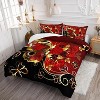 Red Golden Butterfly Comforter Set,Vibrant Red Rose Bedding Set,Flower Butterflies Quilt Set for Adults, three-piece set - 2 of 4