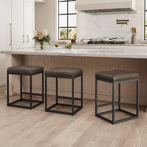 Captiva Designs 24 inch Counter Height Bar Stool with Faux Leather Cushion and Sturdy Metal Frame - 1 of 4
