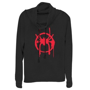 Juniors Womens Marvel Spider-Man: Into the Spider-Verse Symbol Cowl Neck Sweatshirt - 1 of 3