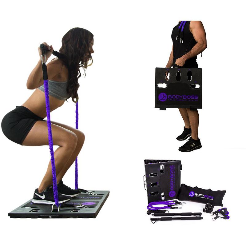 BodyBoss Home Gym 2.0 - Full Portable Gym Home Workout Package - Purple, 1 of 5