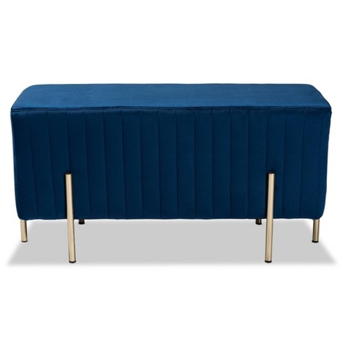dybt Kollega Specialist Helaine Fabric Upholstered Metal Bench Ottoman Navy Blue/gold - Baxton  Studio : Target