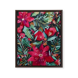 CayenaBlanca Watercolour Christmas Flowers Framed Art Canvas - Society6 - 1 of 4
