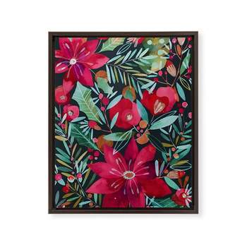 CayenaBlanca Watercolour Christmas Flowers Framed Art Canvas - Society6