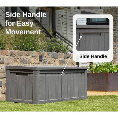 Gray 120 Gallon Lockable Weatherproof Resin Deck Box