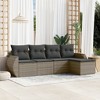 vidaXL 5 Piece Patio Sofa Set with Cushions Gray Poly Rattan - Gray With Table - 2 of 4