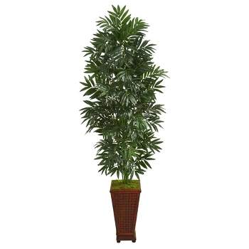 Nearly Natural 5.5-ft Bamboo Palm Artificial Plant in Decorative Planter