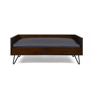 Gulches Brown Pet Bed - Mid-Century Modern Dog Bed with Acacia Frame and Hairpin Legs - 1 of 4