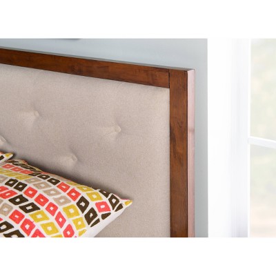 Reid Mid-Century Oatmeal Tufted Queen Platform Bed with Slats
