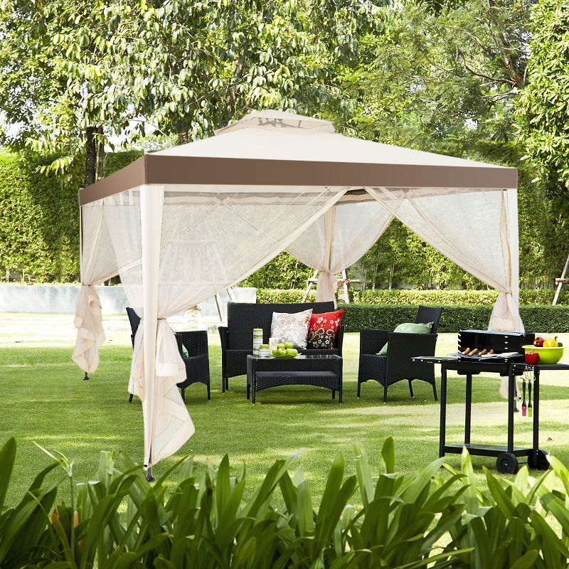 10’x 10’ 2-tier Canopy Gazebo Tent Outdoor Netting Picnic Party Sun Shade, 2 of 11