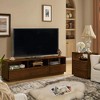 ORRD 63" Mid-Century TV Stand, fits 75" TV Farmhouse Louver Design Solid Wood Drawers, Cable Holes Walnut - 3 of 4