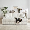 84" Corduroy 3-seater Sectional Sofa with 3 Back Pillows, 2 Toss Pillows, 2 Ottomans, Storage & Cup Holders - 4 of 4