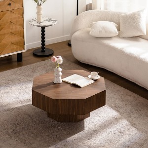 Airsurfer 30.51 inch Coffee table Wooden Octagonal-Shaped for Living Room Walnut Suitable for Bedroom, Living Room, Office - 1 of 4