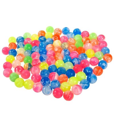 Juvale 100-Pack Mini Bouncy Balls Toys Party Favors, Marble Assorted Neon Colored, 0.73" in Diameter