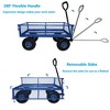 Steel Garden Cart, Heavy Duty 300 LBS Folding Utility Wagon with Removable Sides to Convert into Flatbed, Mesh Lawn Cart with 180° Rotating Handle - 3 of 4